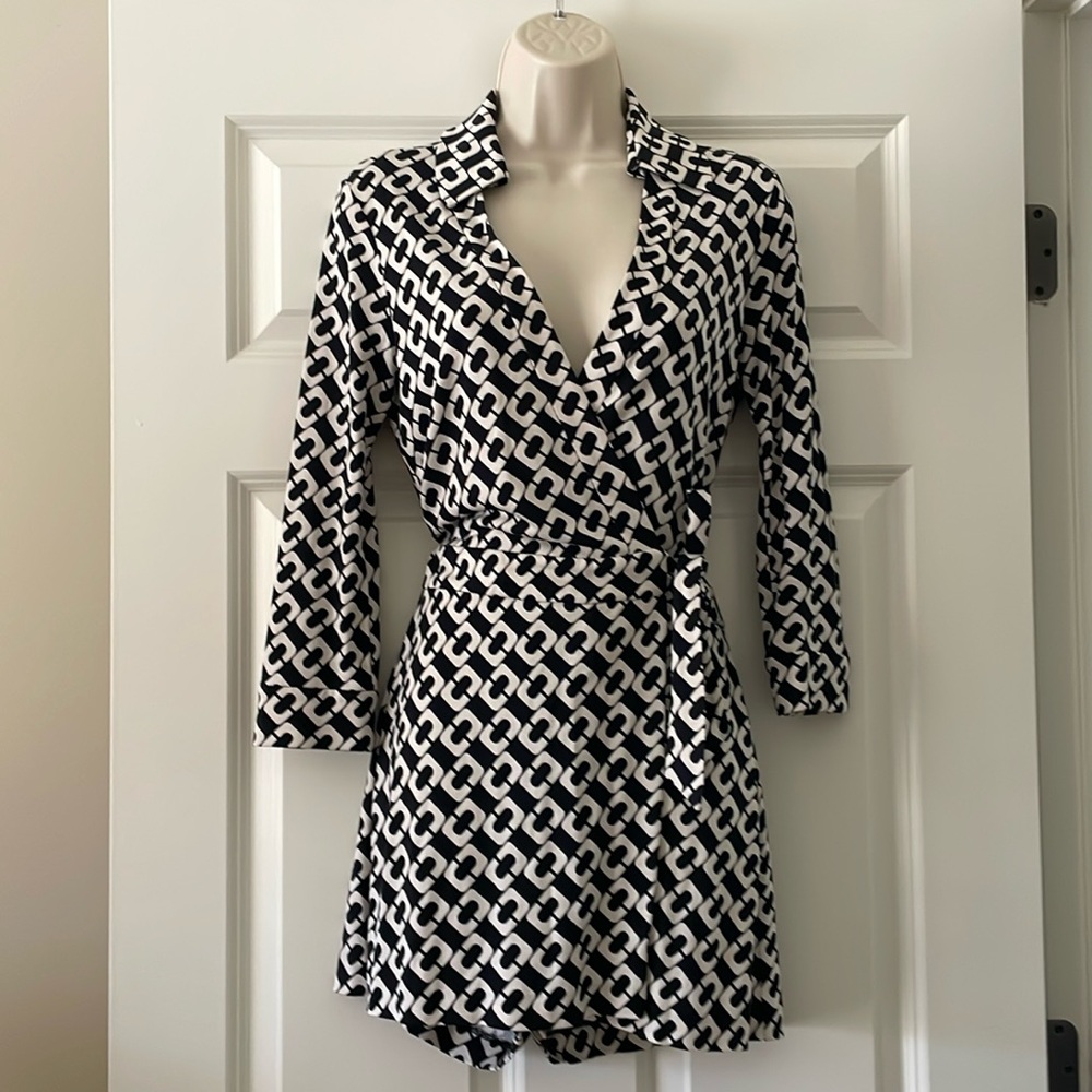 DVF black and cream romper
